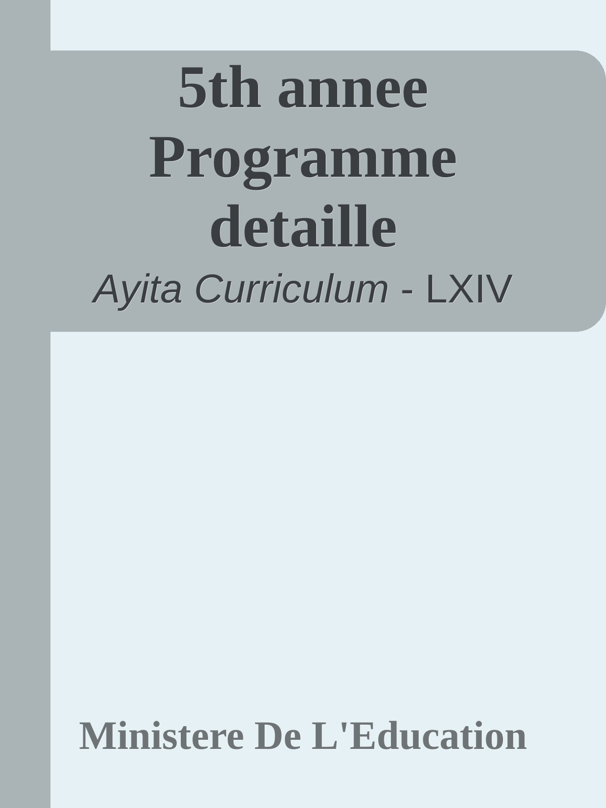 5th annee Programme detaille