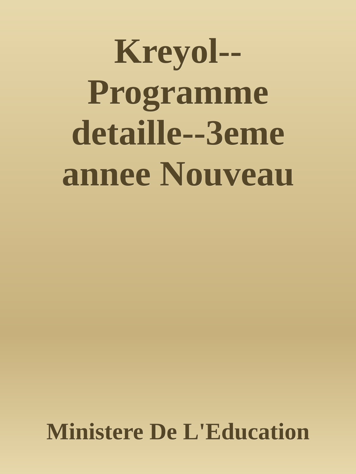 Kreyol--Programme detaille--3eme annee Nouveau Secondaire