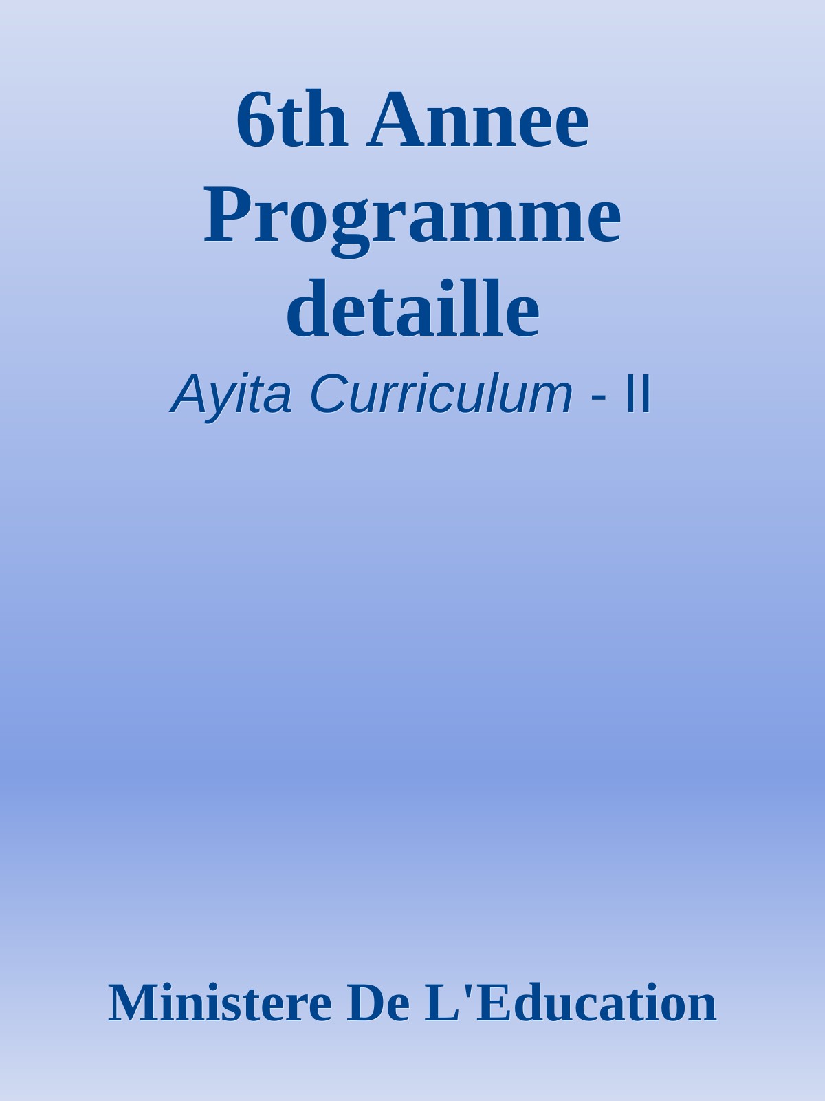 6th Annee Programme detaille